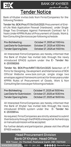 Bank of Khyber Tender Notice